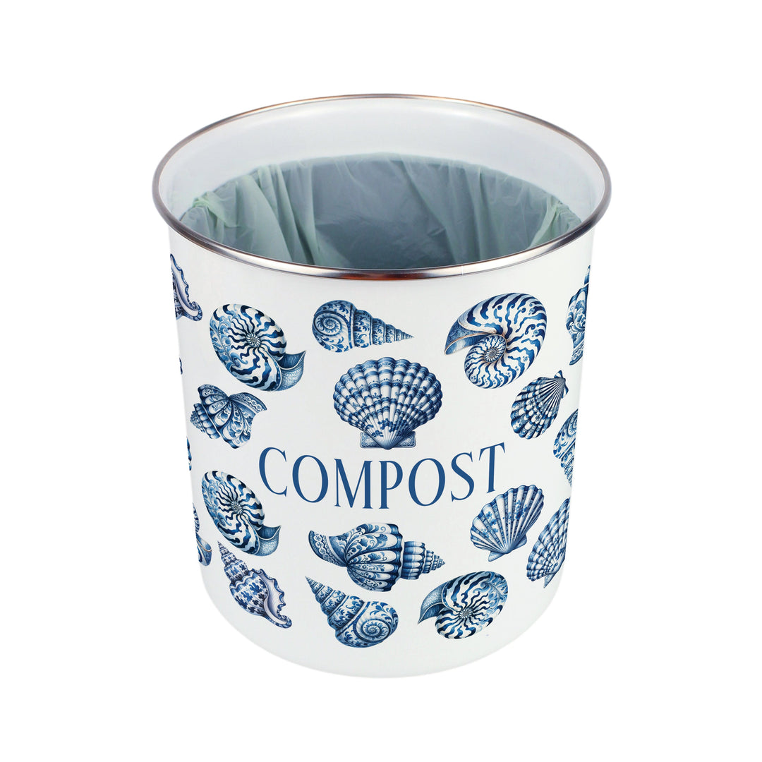 Purely Home Blue Seashells Toller Compost Caddy