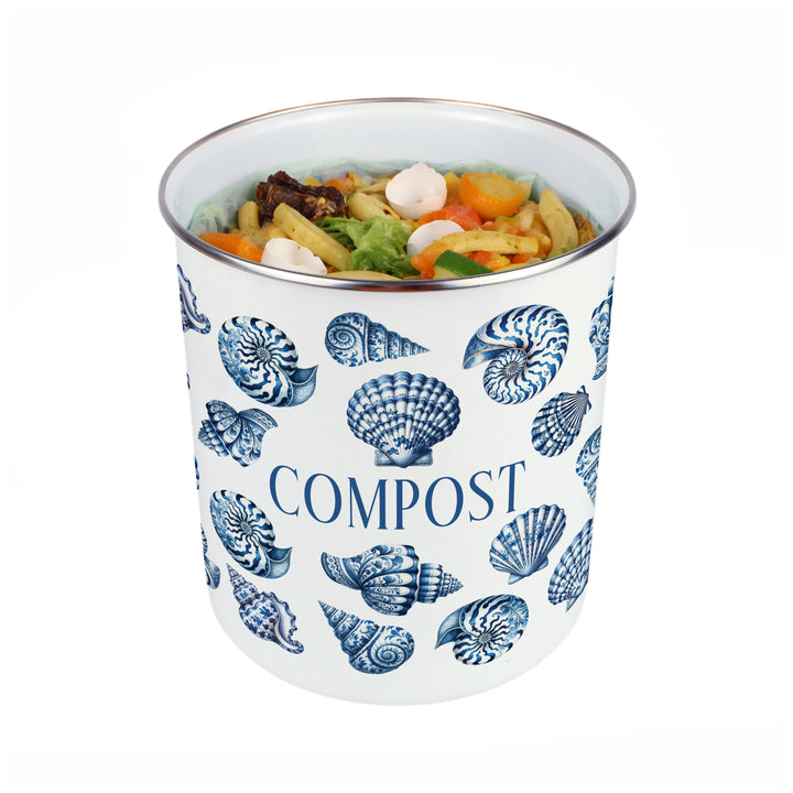 Purely Home Blue Seashells Toller Compost Caddy