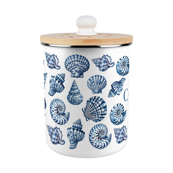 Purely Home Blue Seashells Toller Compost Caddy