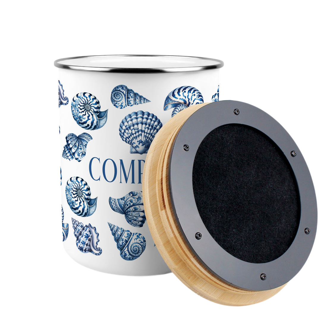 Purely Home Blue Seashells Toller Compost Caddy