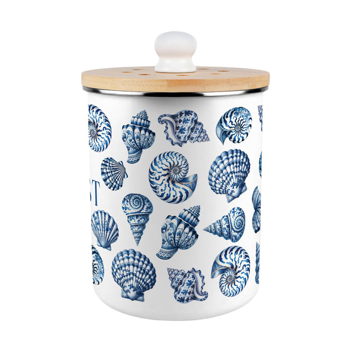 Purely Home Blue Seashells Toller Compost Caddy