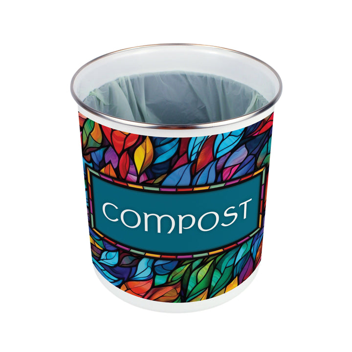 Purely Home Stained Glass Patterned Toller Compost Caddy