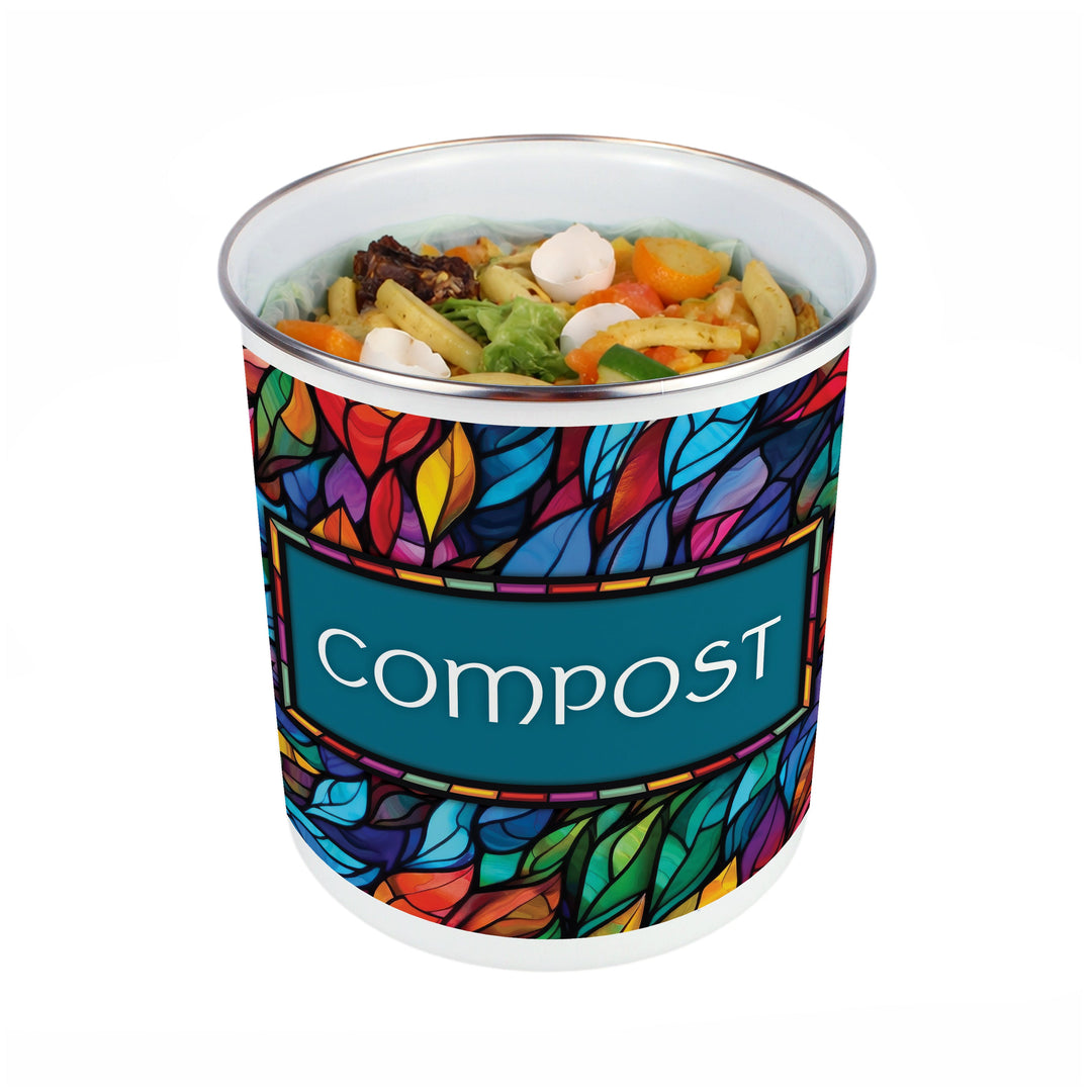 Purely Home Stained Glass Patterned Toller Compost Caddy