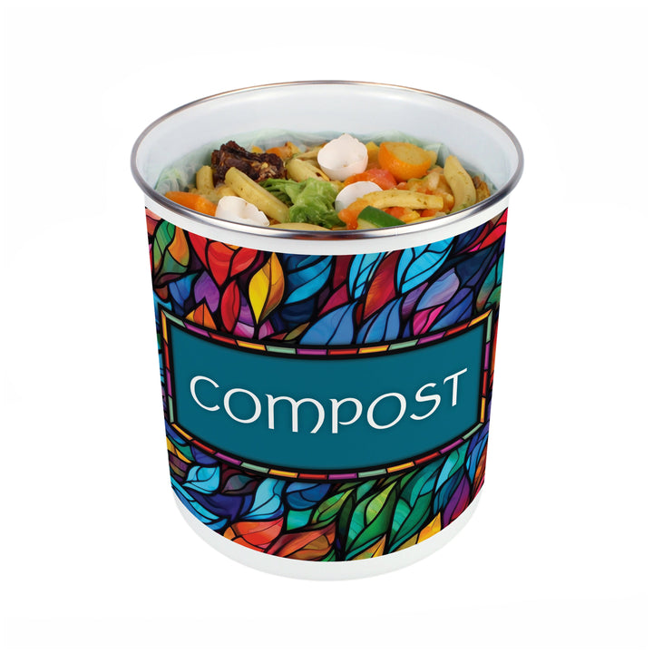 Purely Home Stained Glass Patterned Toller Compost Caddy