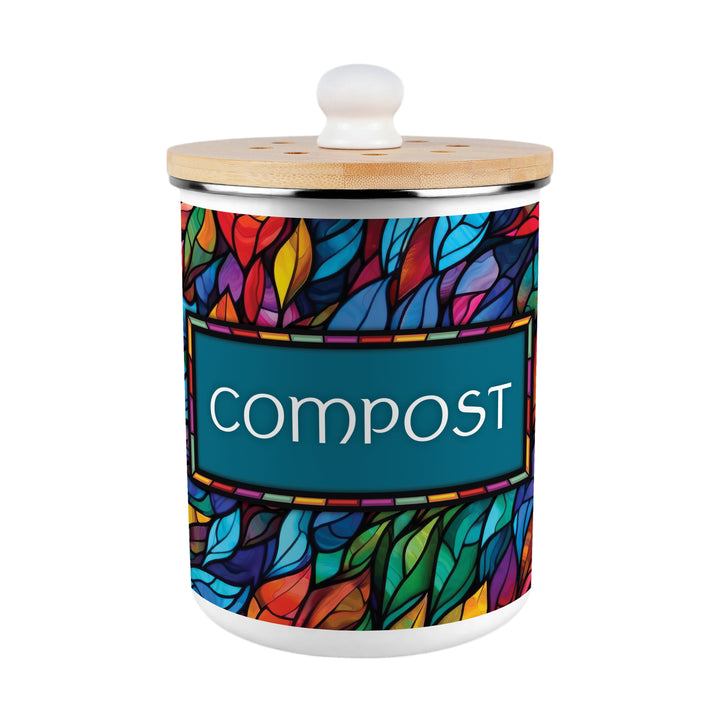 Purely Home Stained Glass Patterned Toller Compost Caddy