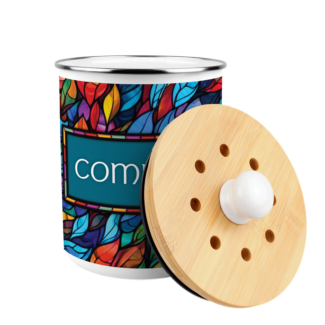 Purely Home Stained Glass Patterned Toller Compost Caddy
