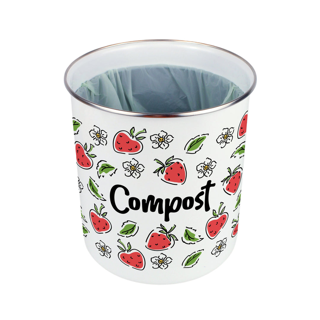Purely Home Strawberry Flowers Toller Compost Caddy