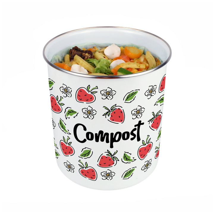 Purely Home Strawberry Flowers Toller Compost Caddy