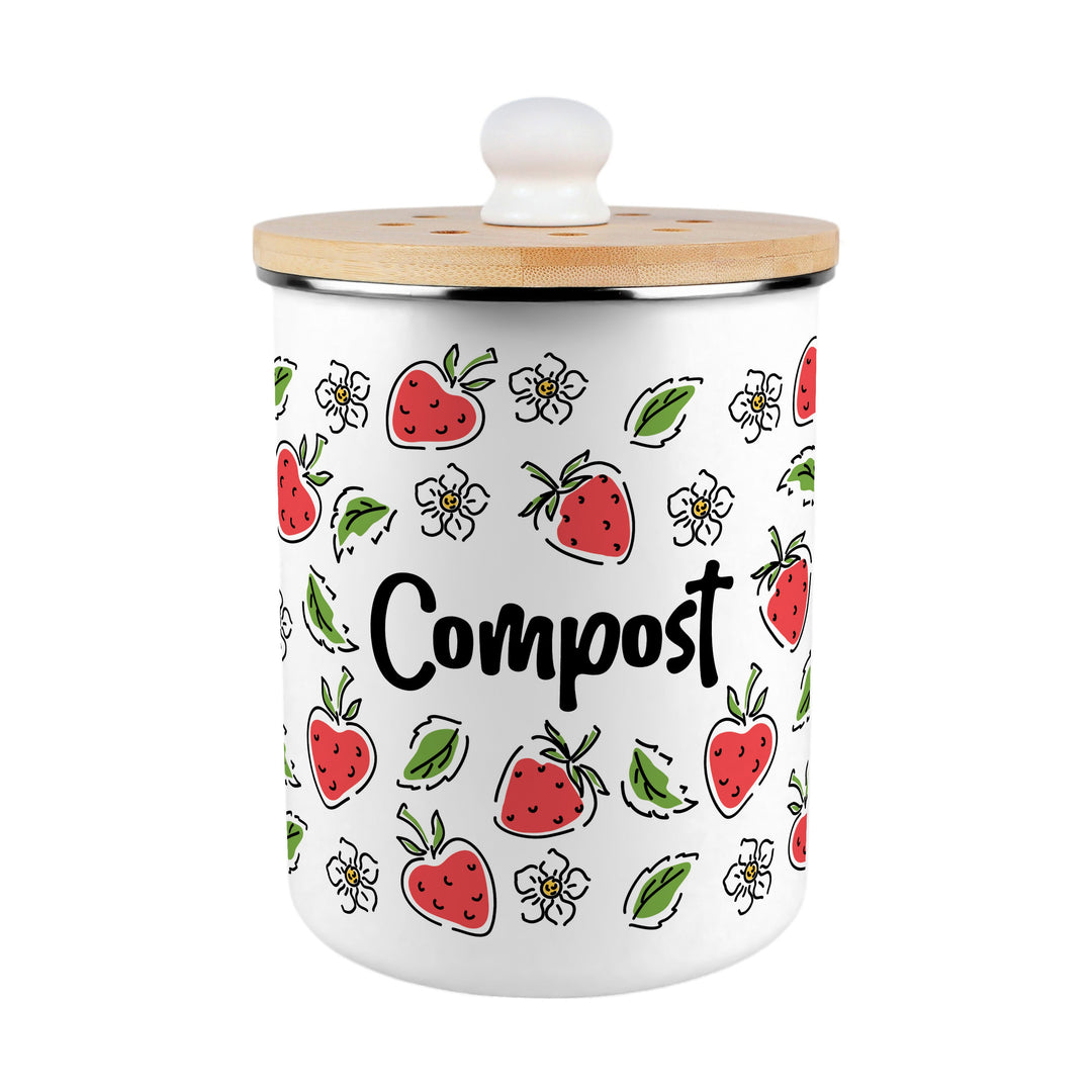Purely Home Strawberry Flowers Toller Compost Caddy