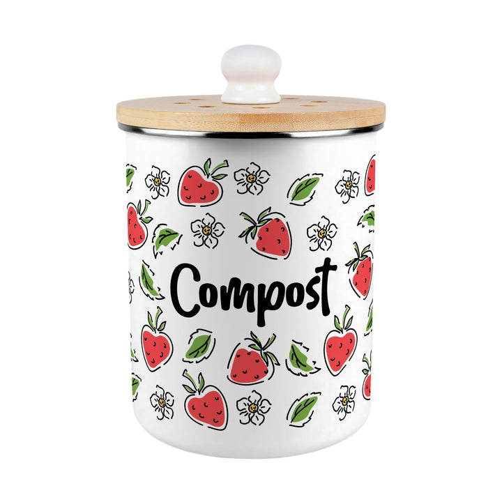 Purely Home Strawberry Flowers Toller Compost Caddy