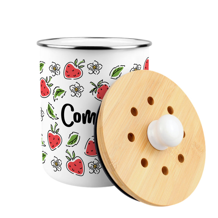 Purely Home Strawberry Flowers Toller Compost Caddy