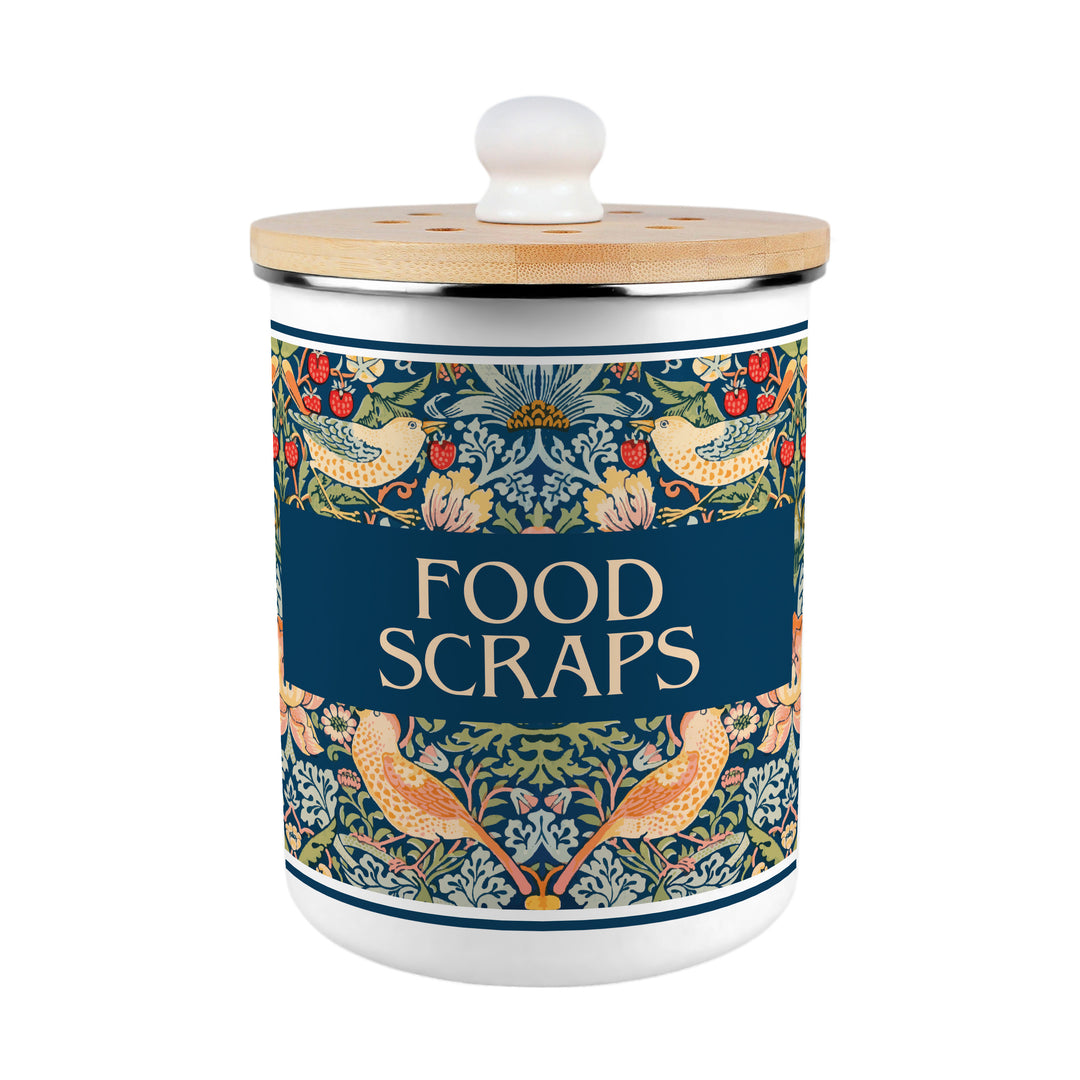 Purely Home Strawberry Thief Toller Compost Caddy - Blue