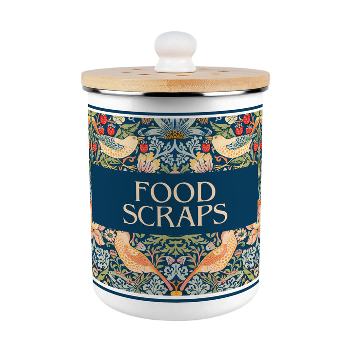 Purely Home Strawberry Thief Toller Compost Caddy - Blue