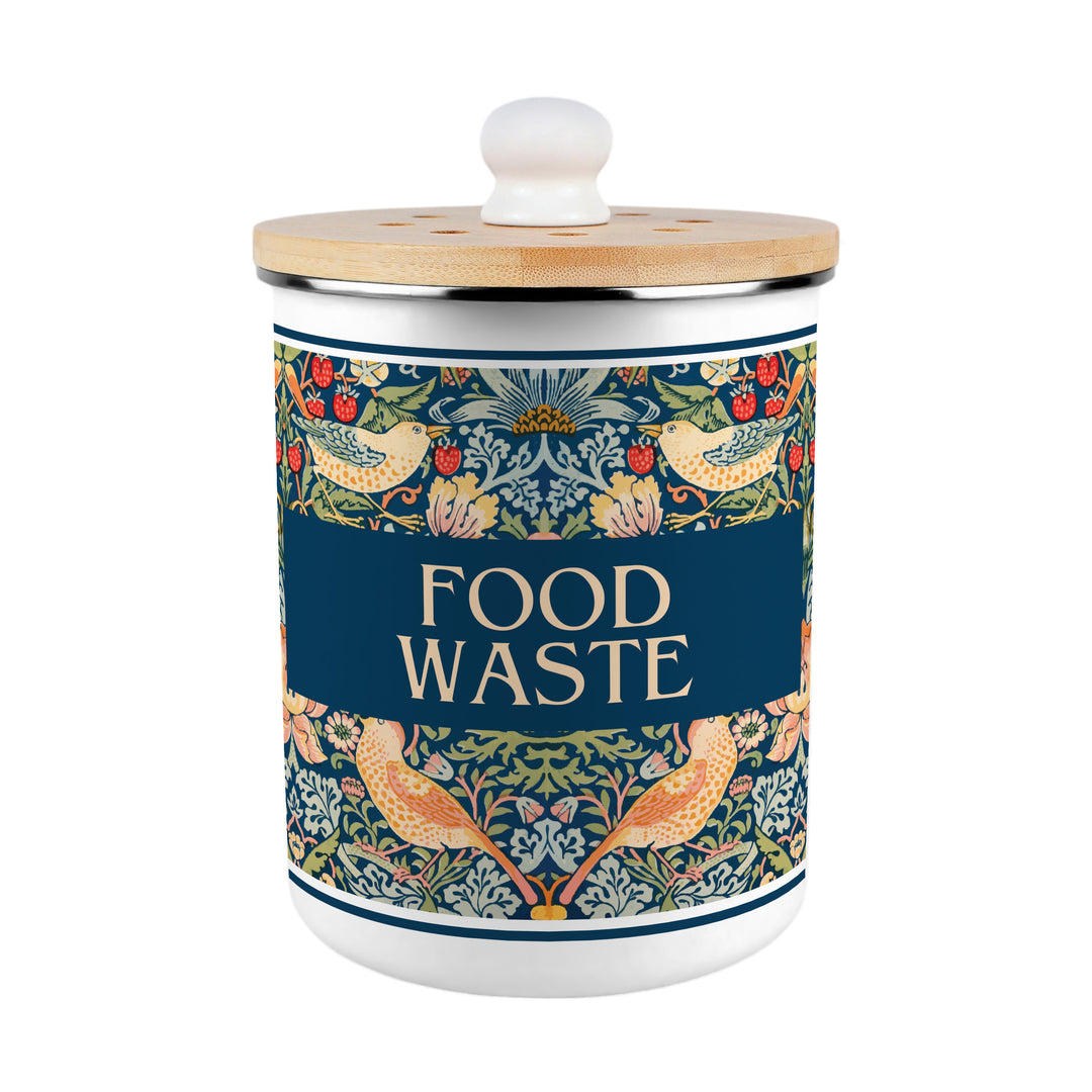 Purely Home Strawberry Thief Toller Compost Caddy - Blue