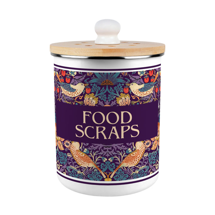Purely Home Strawberry Thief Toller Compost Caddy - Purple