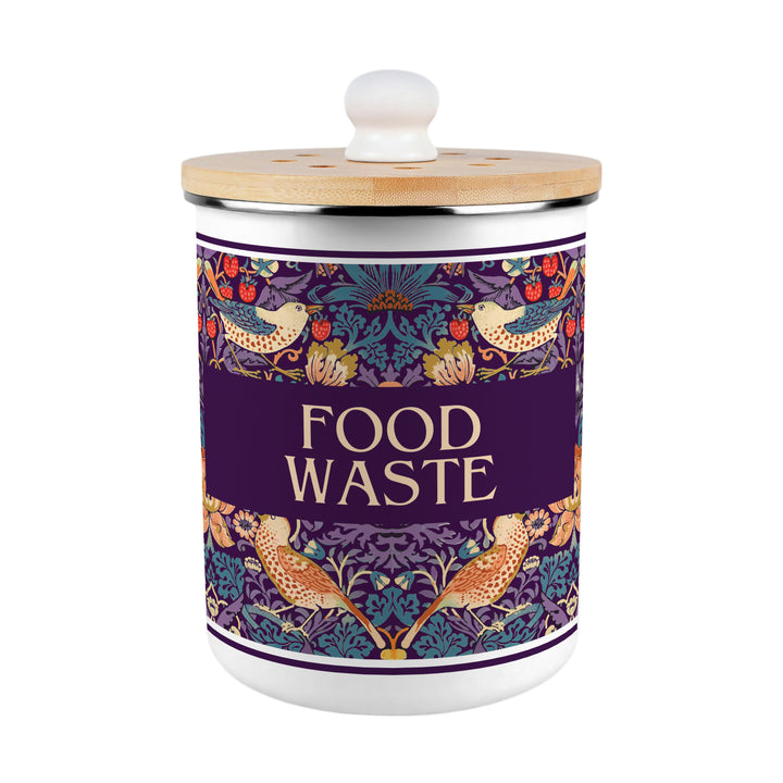Purely Home Strawberry Thief Toller Compost Caddy - Purple