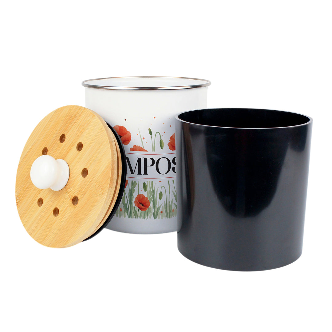 Purely Home Summer Poppies Toller Compost Caddy
