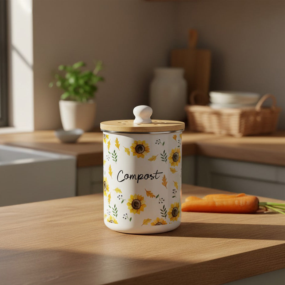 Purely Home Sunflowers Toller Compost Caddy