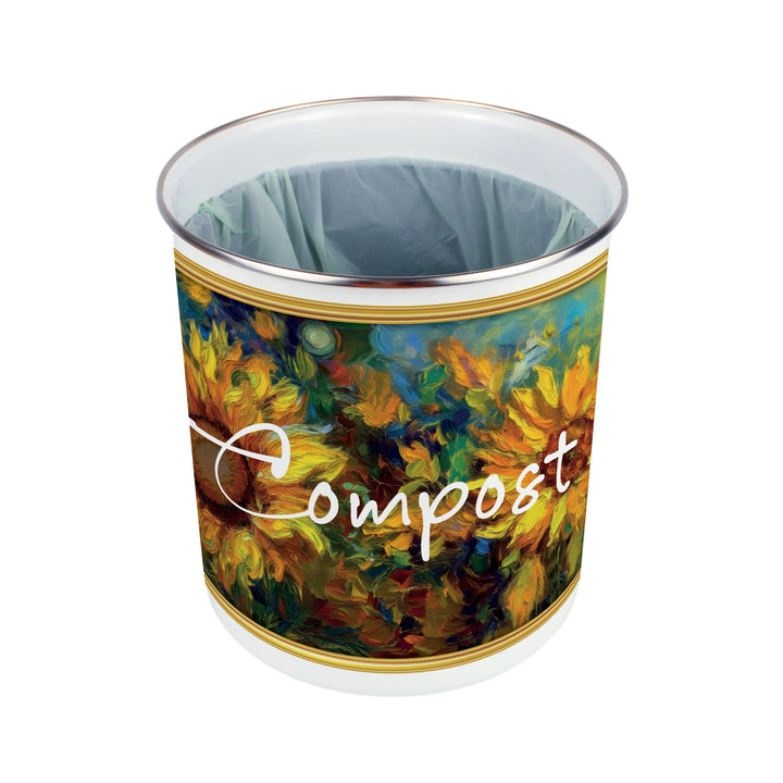 Purely Home Sunflower Impressionism Toller Compost Caddy