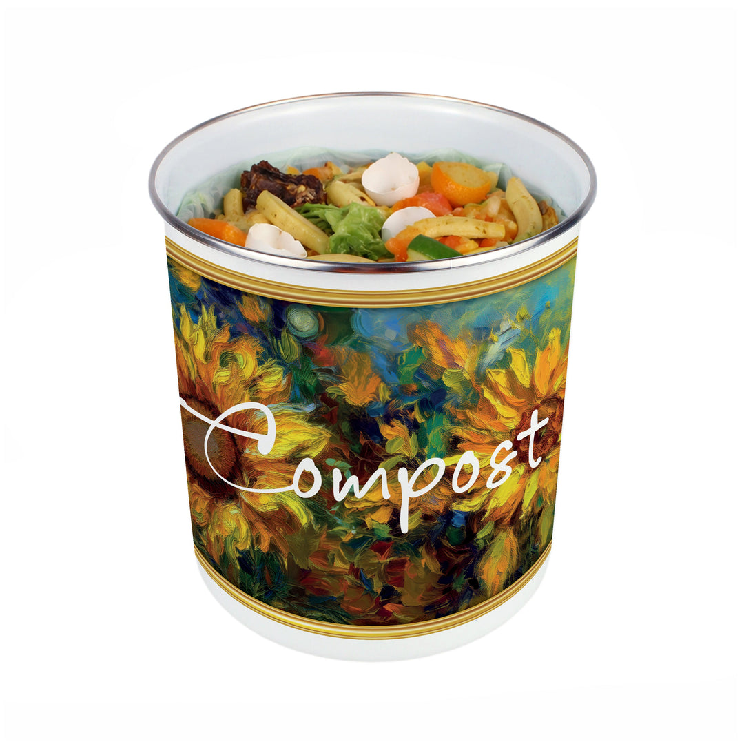 Purely Home Sunflower Impressionism Toller Compost Caddy