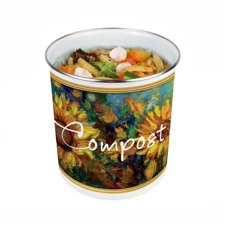 Purely Home Sunflower Impressionism Toller Compost Caddy