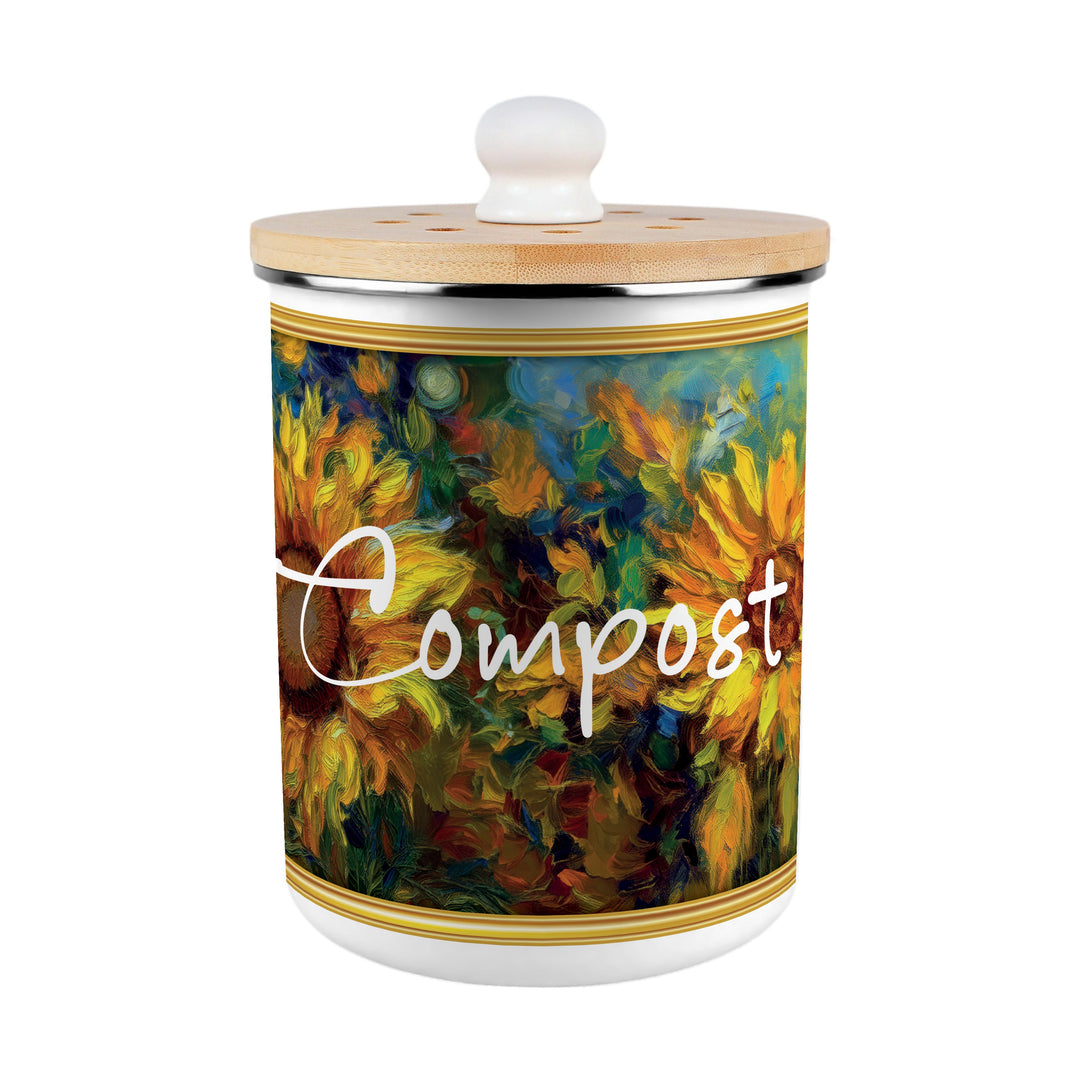 Purely Home Sunflower Impressionism Toller Compost Caddy
