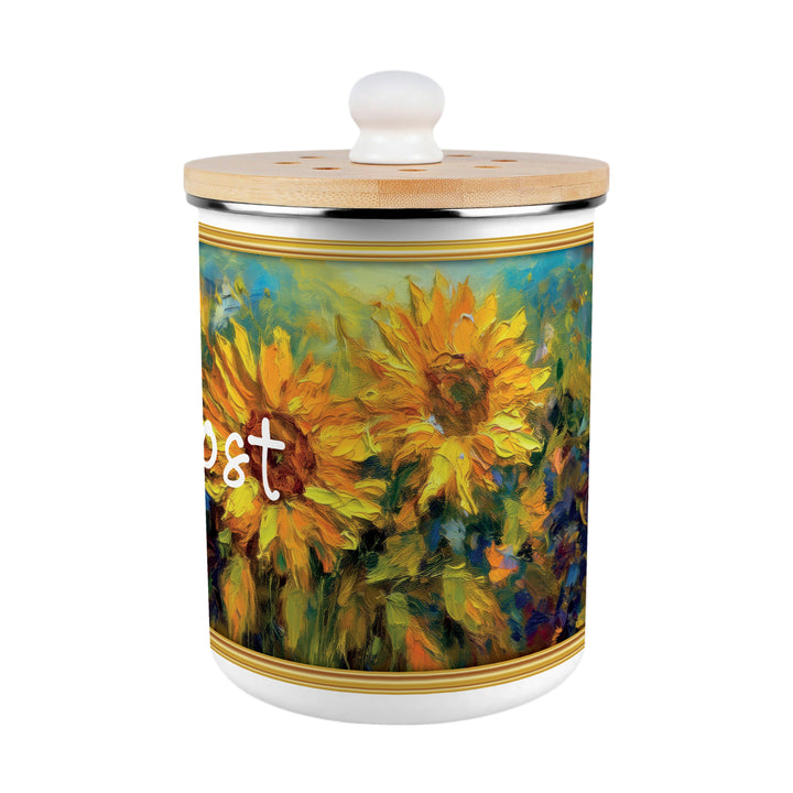 Purely Home Sunflower Impressionism Toller Compost Caddy