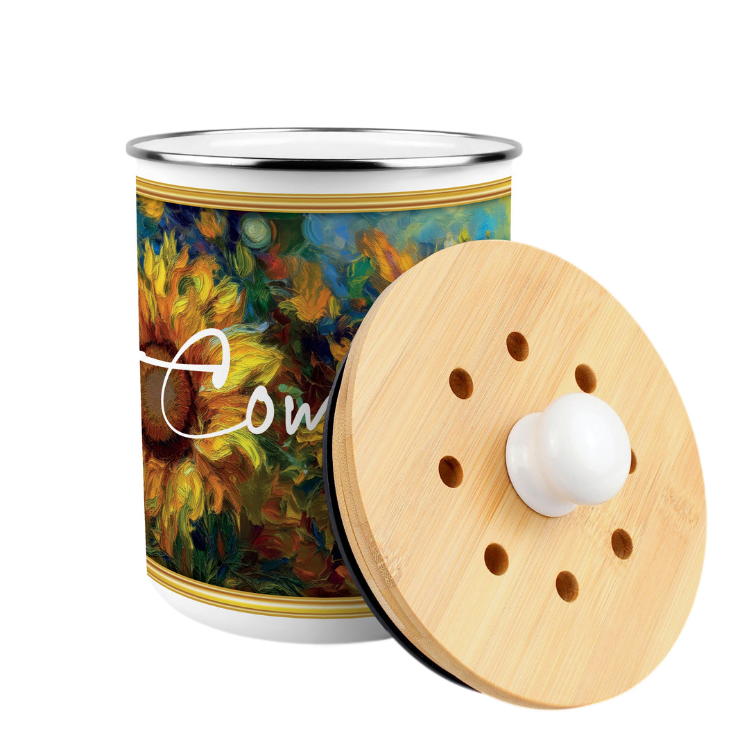 Purely Home Sunflower Impressionism Toller Compost Caddy