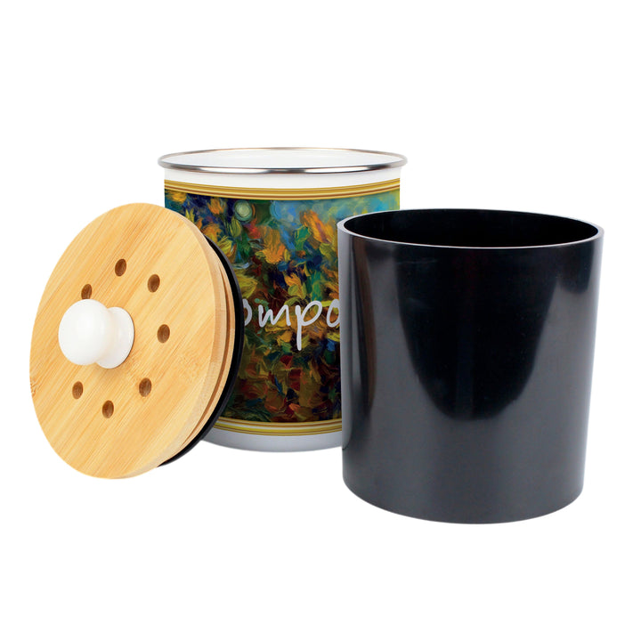 Purely Home Sunflower Impressionism Toller Compost Caddy