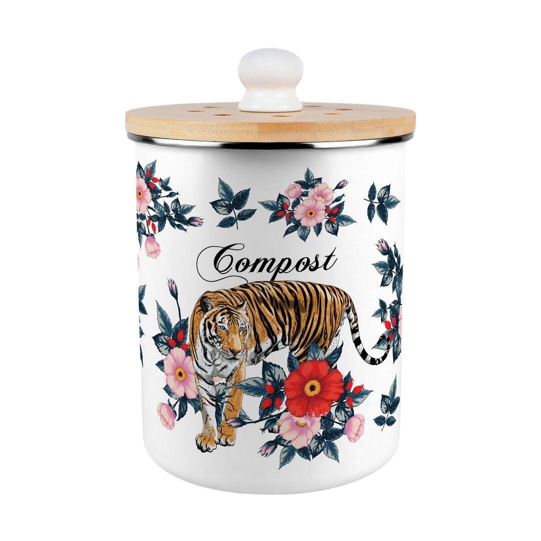 Purely Home Exotic Tiger Toller Compost Caddy