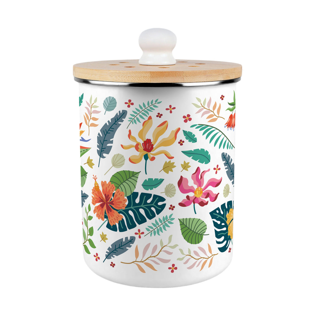 Purely Home Tropical Flowers Toller Compost Caddy