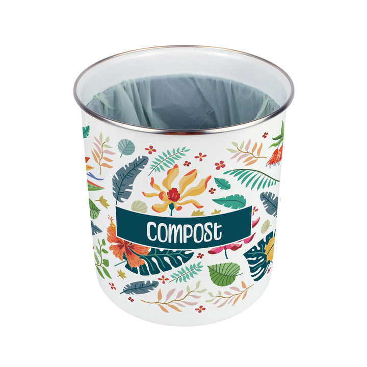 Purely Home Tropical Flowers Toller Compost Caddy