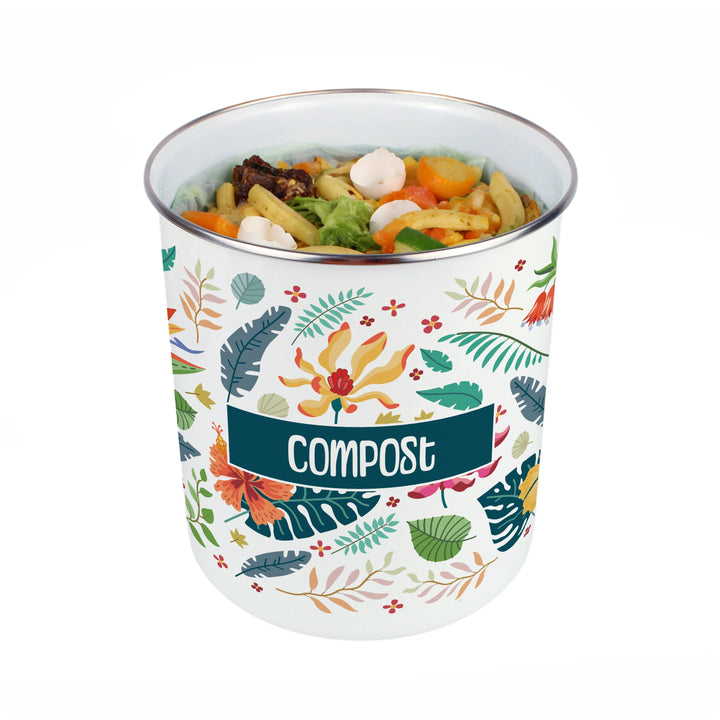 Purely Home Tropical Flowers Toller Compost Caddy