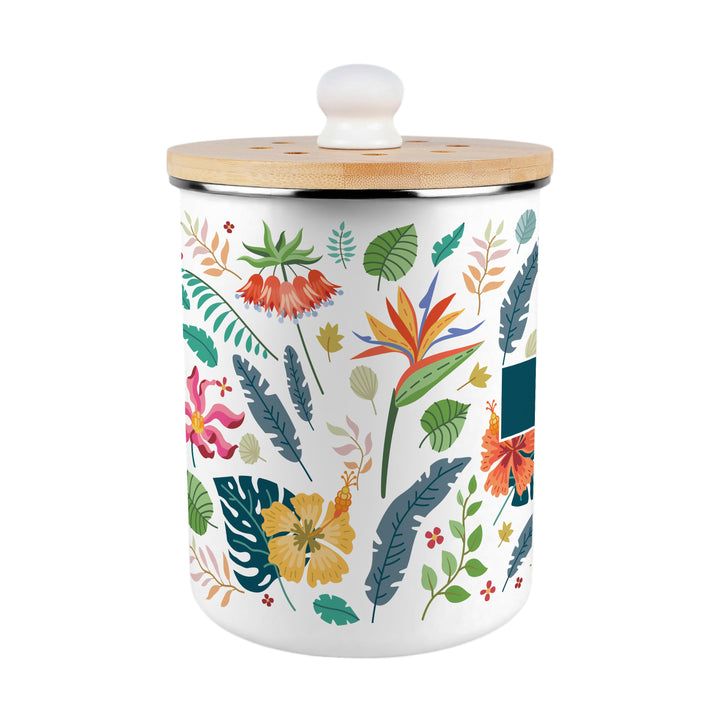 Purely Home Tropical Flowers Toller Compost Caddy