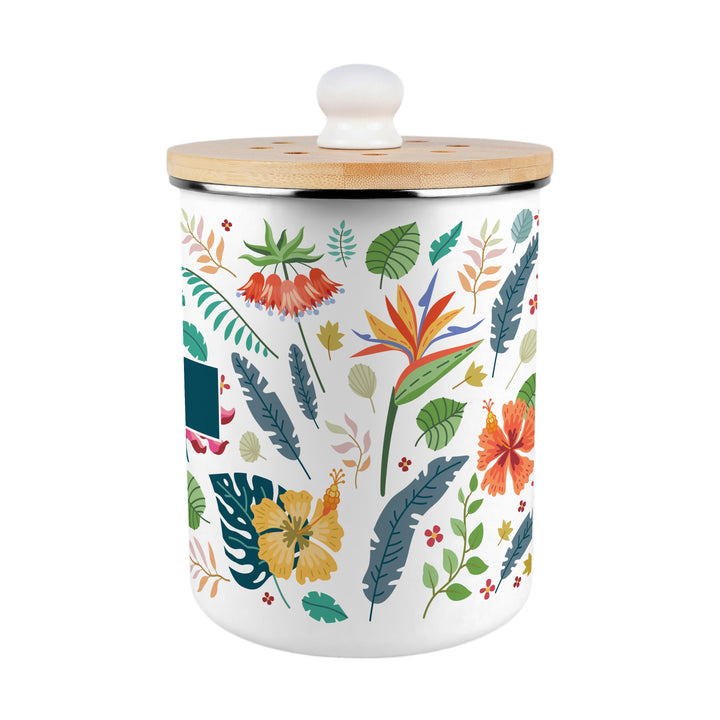 Purely Home Tropical Flowers Toller Compost Caddy
