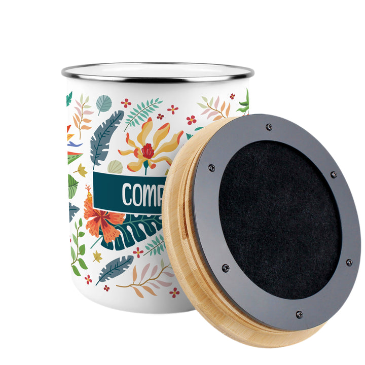 Purely Home Tropical Flowers Toller Compost Caddy