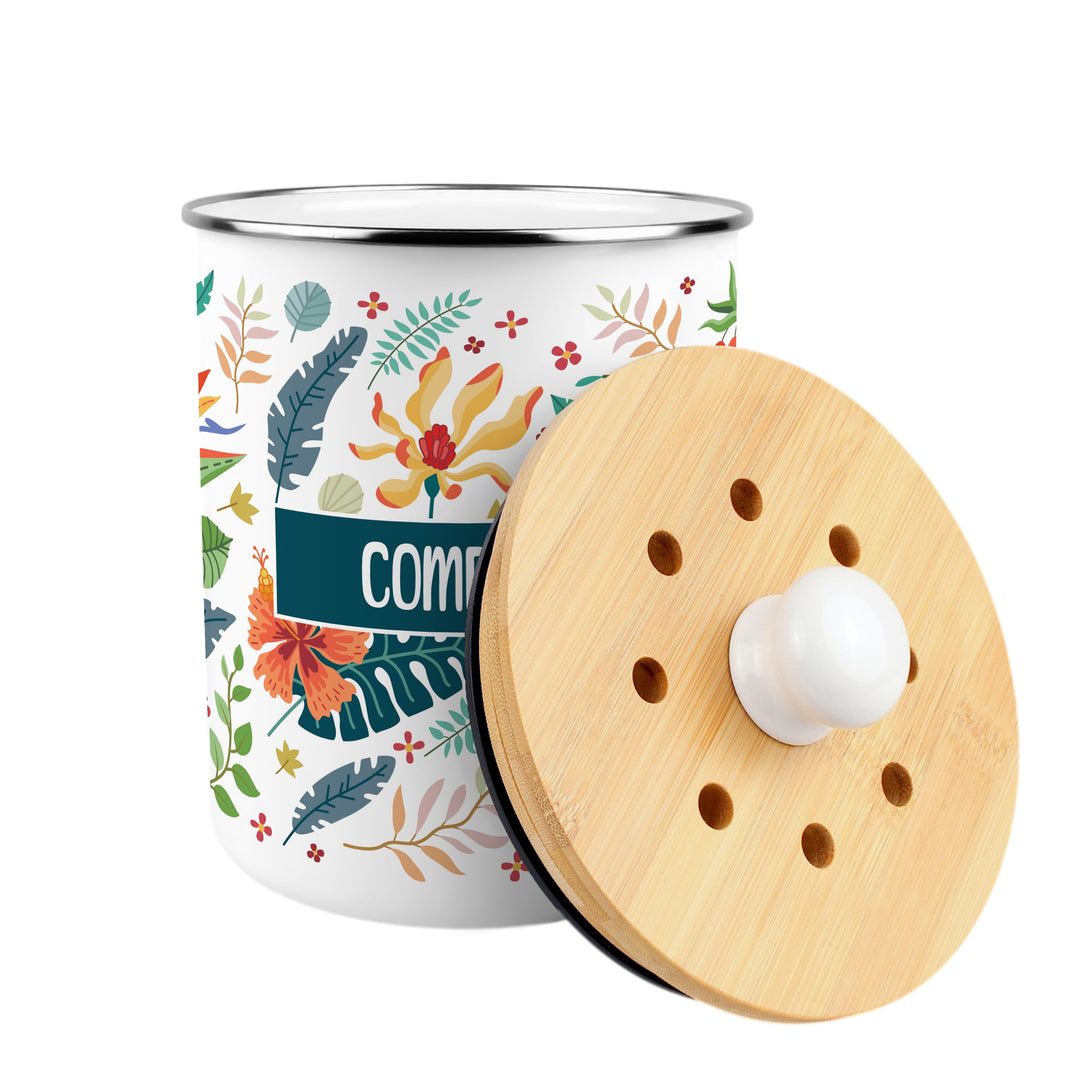 Purely Home Tropical Flowers Toller Compost Caddy