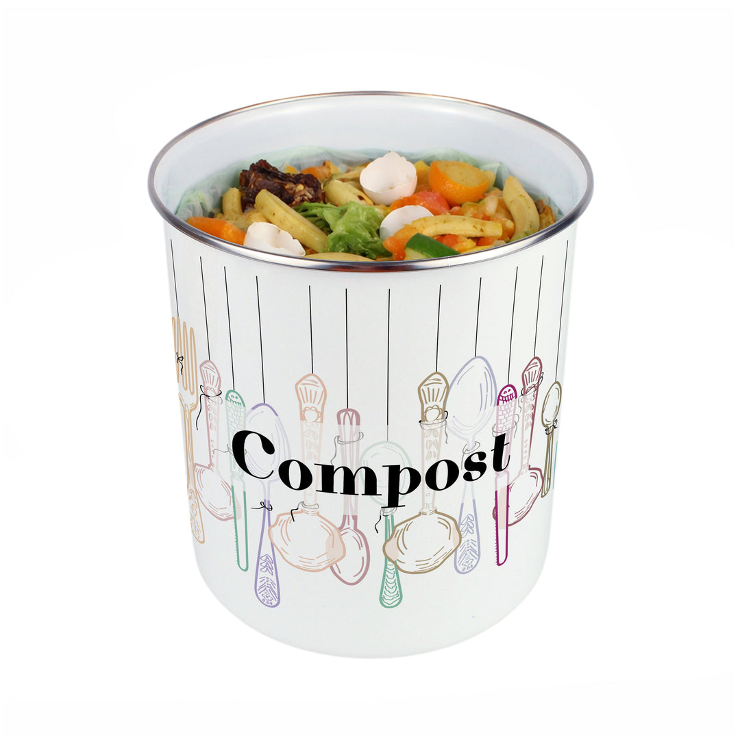 Purely Home Vintage Cutlery Toller Compost Caddy