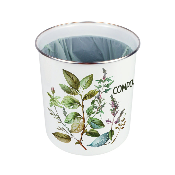 Purely Home Watercolour Herbs Toller Compost Caddy