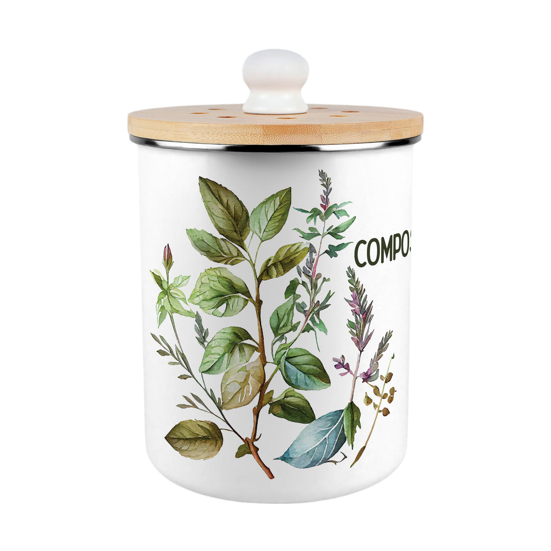 Purely Home Watercolour Herbs Toller Compost Caddy