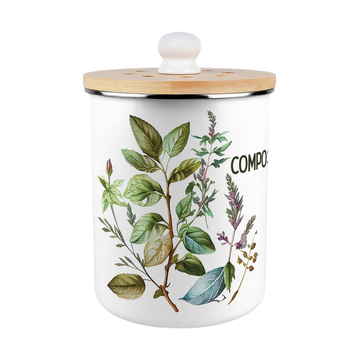 Purely Home Watercolour Herbs Toller Compost Caddy