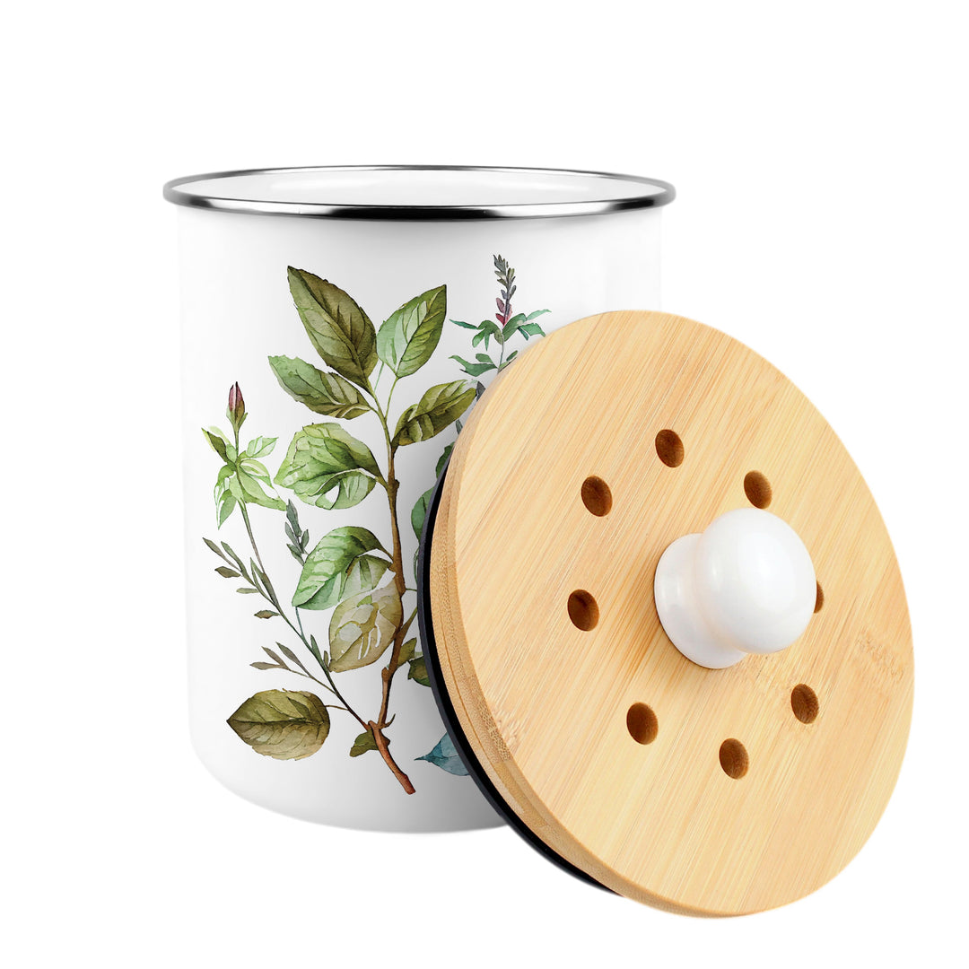 Purely Home Watercolour Herbs Toller Compost Caddy