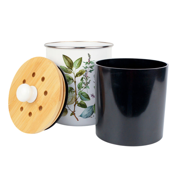 Purely Home Watercolour Herbs Toller Compost Caddy