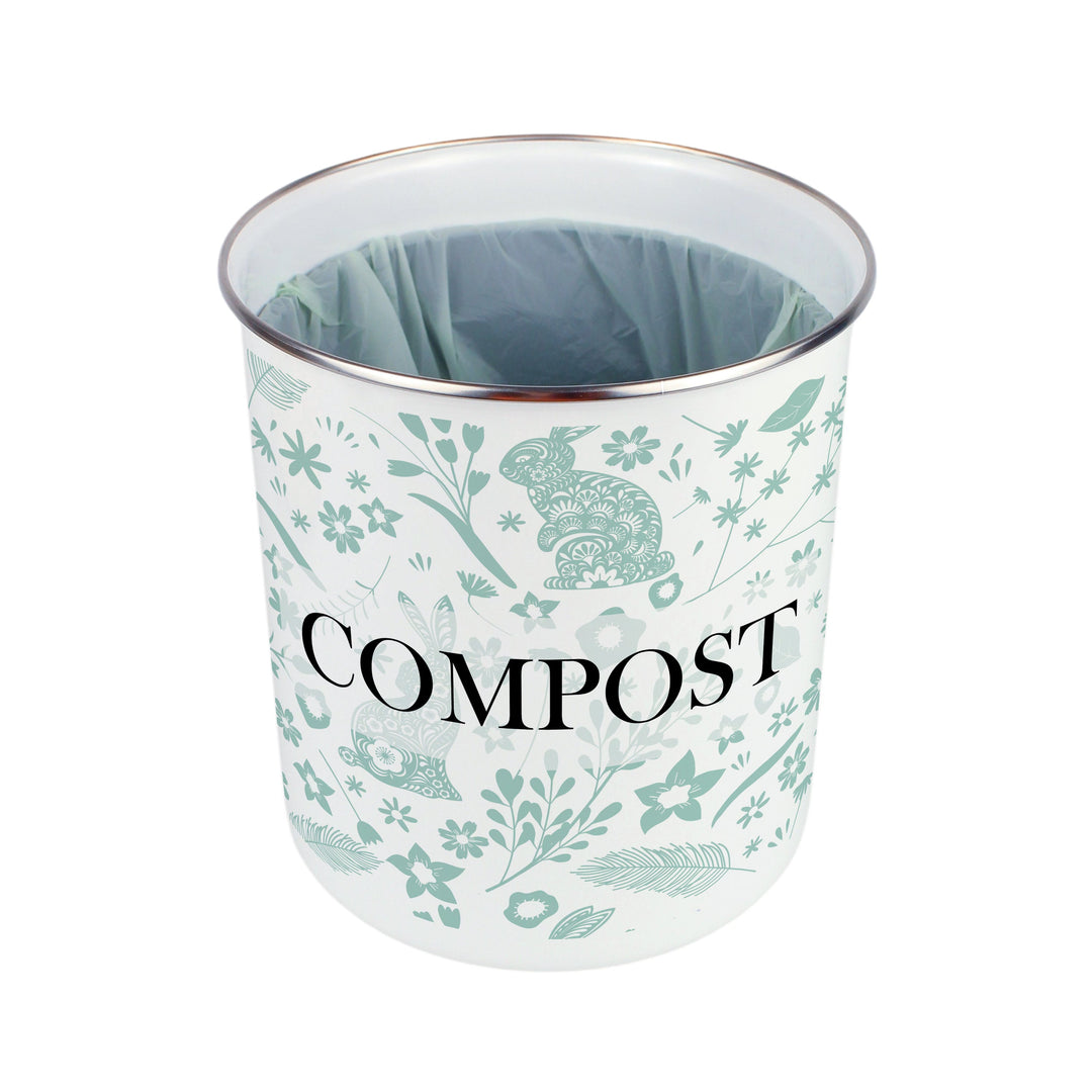 Purely Home Wild Rabbits Toller Compost Caddy - Green