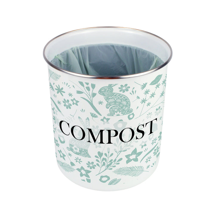 Purely Home Wild Rabbits Toller Compost Caddy - Green