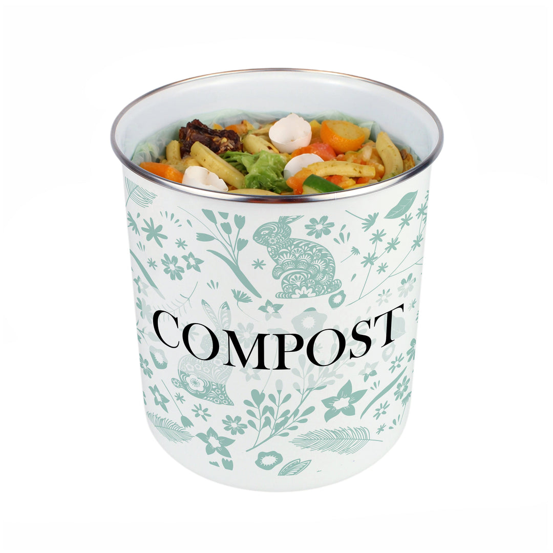 Purely Home Wild Rabbits Toller Compost Caddy - Green