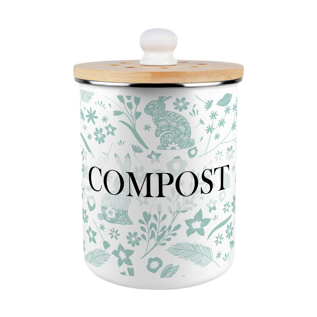 Purely Home Wild Rabbits Toller Compost Caddy - Green