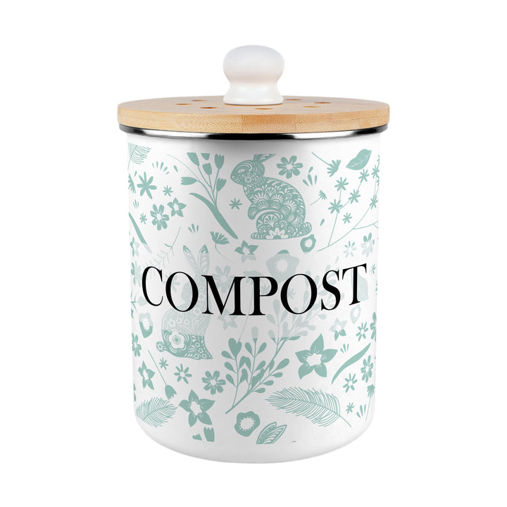 Purely Home Wild Rabbits Toller Compost Caddy - Green