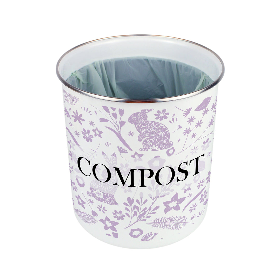 Purely Home Wild Rabbits Toller Compost Caddy - Lilac