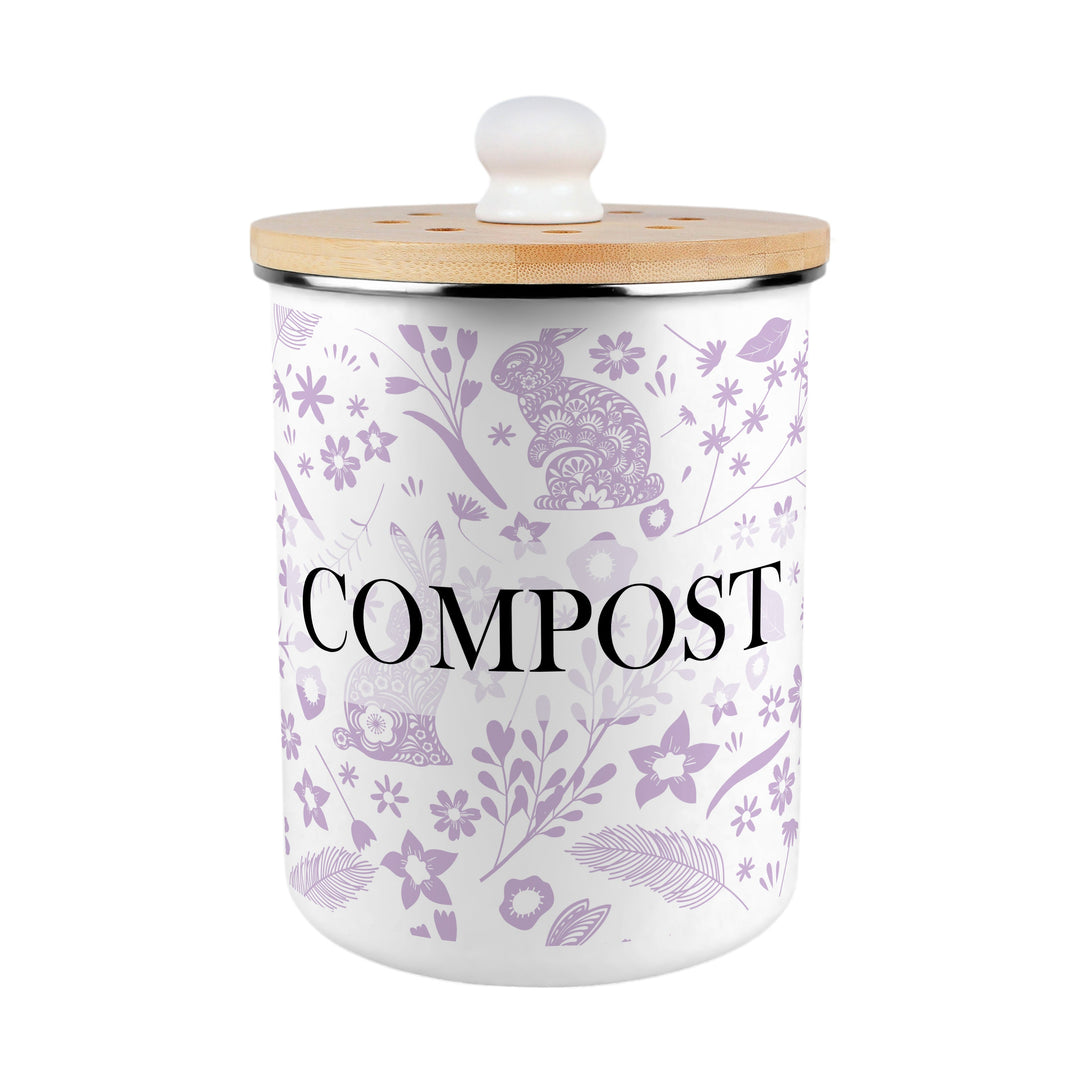 Purely Home Wild Rabbits Toller Compost Caddy - Lilac